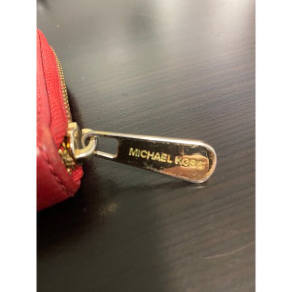 MICHAEL KORS Jet Set Zip Around Large Continental Travel Wallet Red Leather-Used - Picture 5 of 6